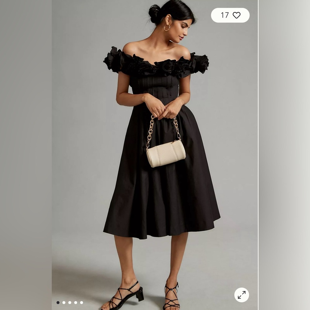 NWT Anthropologie Maeve Ruffled-Neckline Pleated Dress